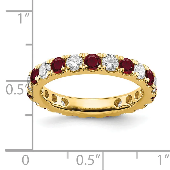 Rings Goldia 14k Yellow Gold 1 Ct Lab Grown Diamond VSSI G and Lab Created Ruby Eternity Band Ring