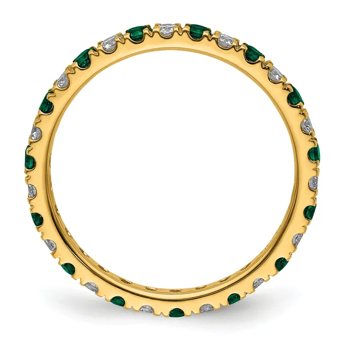 Rings Goldia 14k Yellow Gold 38 Ct Lab Grown Diamond VSSI G and Lab Created Emerald Eternity Band Ring