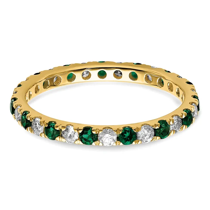 Rings Goldia 14k Yellow Gold 38 Ct Lab Grown Diamond VSSI G and Lab Created Emerald Eternity Band Ring