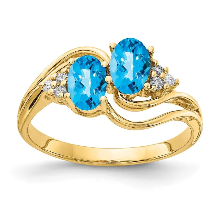 Rings Goldia 14K Yellow Gold 6x4mm Oval Blue Topaz Checker A Real Diamond ring Rings Goldia 14K Yellow Gold 6x4mm Oval Blue Topaz Checker A Real Diamond ring