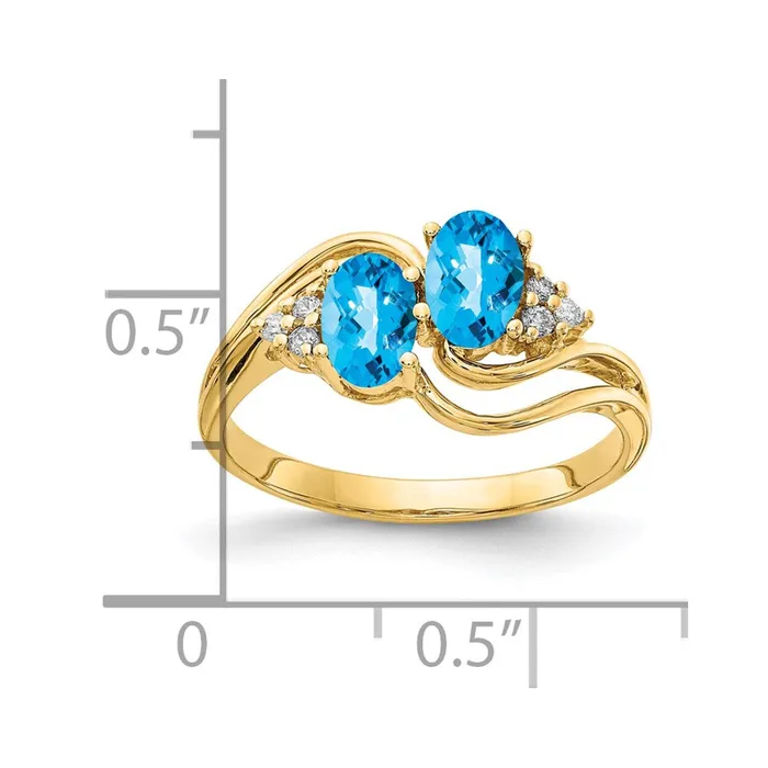 Rings Goldia 14K Yellow Gold 6x4mm Oval Blue Topaz Checker A Real Diamond ring