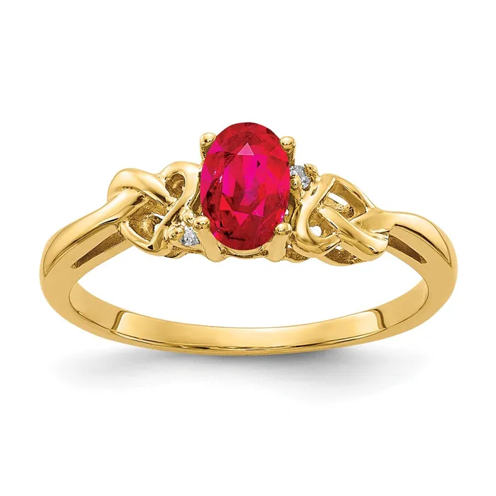 Rings Goldia 14k Yellow Gold 6x4mm Oval Ruby AA Diamond ring