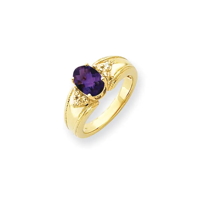 Rings Goldia 14k Yellow Gold 8x6mm Oval Amethyst Checker A Diamond ring