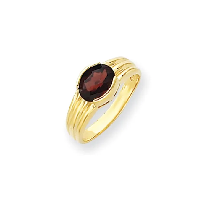 Rings Goldia 14k Yellow Gold 8x6mm Oval Garnet Checker ring