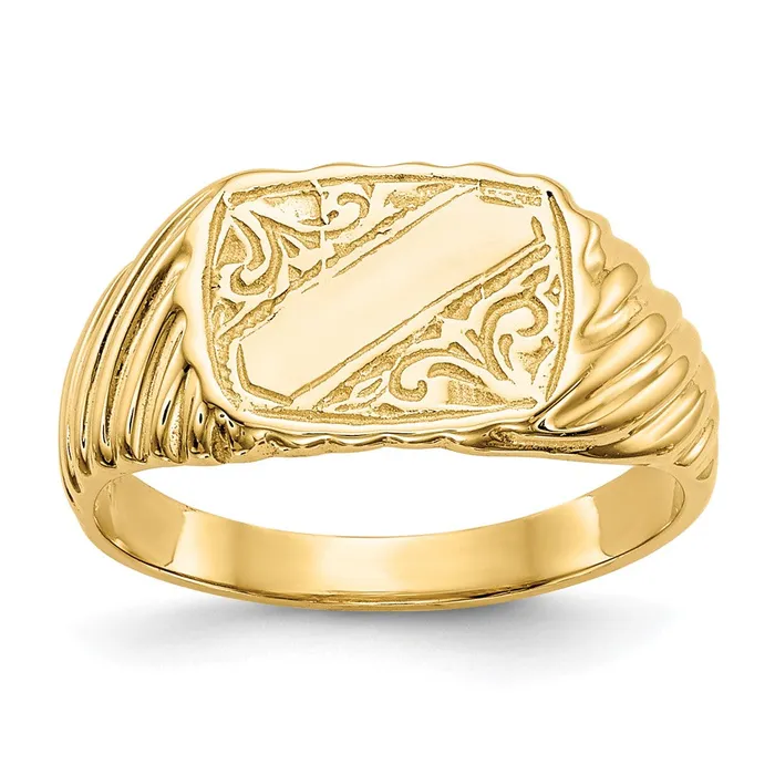 Rings Goldia 14k Yellow Gold Gold Polished Baby Rectangle Signet wStripes Ring Rings Goldia 14k Yellow Gold Gold Polished Baby Rectangle Signet wStripes Ring