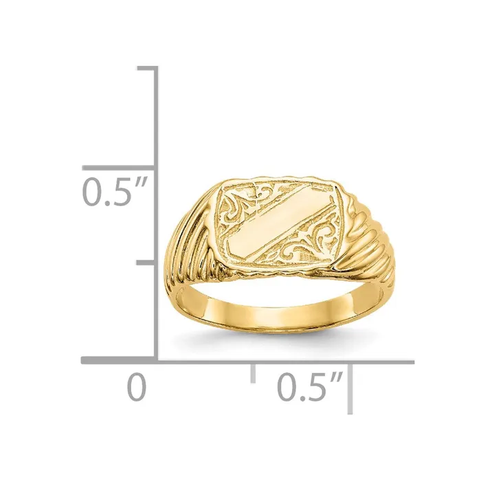 Rings Goldia 14k Yellow Gold Gold Polished Baby Rectangle Signet wStripes Ring