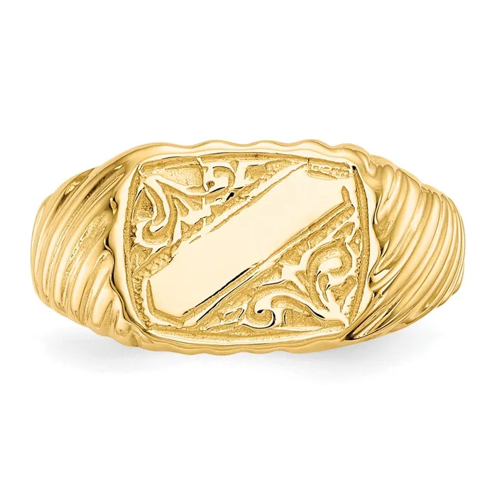 Rings Goldia 14k Yellow Gold Gold Polished Baby Rectangle Signet wStripes Ring