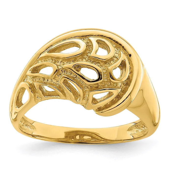 Rings Goldia 14K Yellow Gold Textured Paisley CutOut Dome Ring