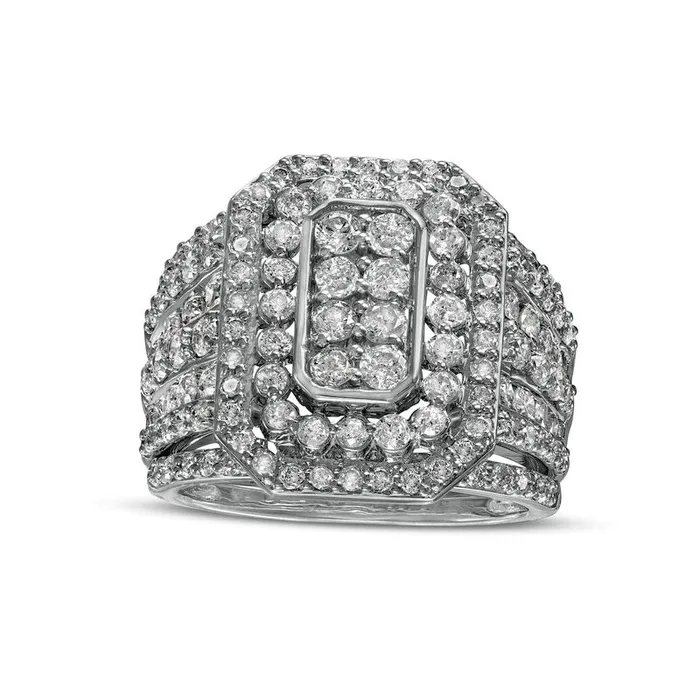 Rings Goldia 220 CT TW Composite Natural Diamond Double Octagonal Frame MultiRow Three Piece Bridal Engagement Ring Set in Solid 10K White Gold Rings Goldia 220 CT TW Composite Natural Diamond Double Octagonal Frame MultiRow Three Piece Bridal Engagement Ring Set in Solid 10K White Gold