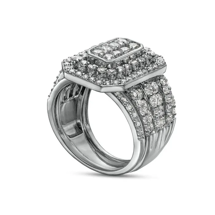 Rings Goldia 220 CT TW Composite Natural Diamond Double Octagonal Frame MultiRow Three Piece Bridal Engagement Ring Set in Solid 10K White Gold Rings Goldia 220 CT TW Composite Natural Diamond Double Octagonal Frame MultiRow Three Piece Bridal Engagement Ring Set in Solid 10K White Gold
