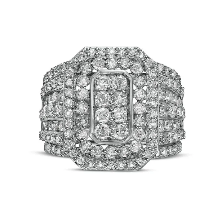 Rings Goldia 220 CT TW Composite Natural Diamond Double Octagonal Frame MultiRow Three Piece Bridal Engagement Ring Set in Solid 10K White Gold Rings Goldia 220 CT TW Composite Natural Diamond Double Octagonal Frame MultiRow Three Piece Bridal Engagement Ring Set in Solid 10K White Gold