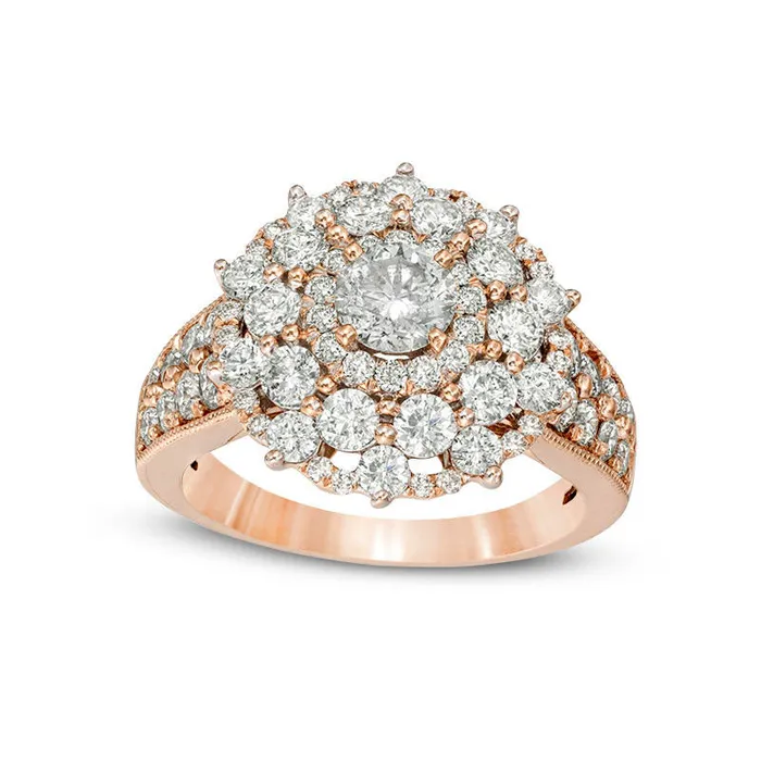 Rings Goldia 225 CT TW Natural Diamond Scallop Frame Antique VintageStyle Engagement Ring in Solid 10K Rose Gold Rings Goldia 225 CT TW Natural Diamond Scallop Frame Antique VintageStyle Engagement Ring in Solid 10K Rose Gold