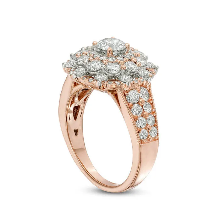 Rings Goldia 225 CT TW Natural Diamond Scallop Frame Antique VintageStyle Engagement Ring in Solid 10K Rose Gold Rings Goldia 225 CT TW Natural Diamond Scallop Frame Antique VintageStyle Engagement Ring in Solid 10K Rose Gold
