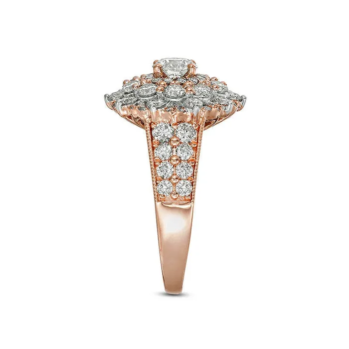 Rings Goldia 225 CT TW Natural Diamond Scallop Frame Antique VintageStyle Engagement Ring in Solid 10K Rose Gold Rings Goldia 225 CT TW Natural Diamond Scallop Frame Antique VintageStyle Engagement Ring in Solid 10K Rose Gold
