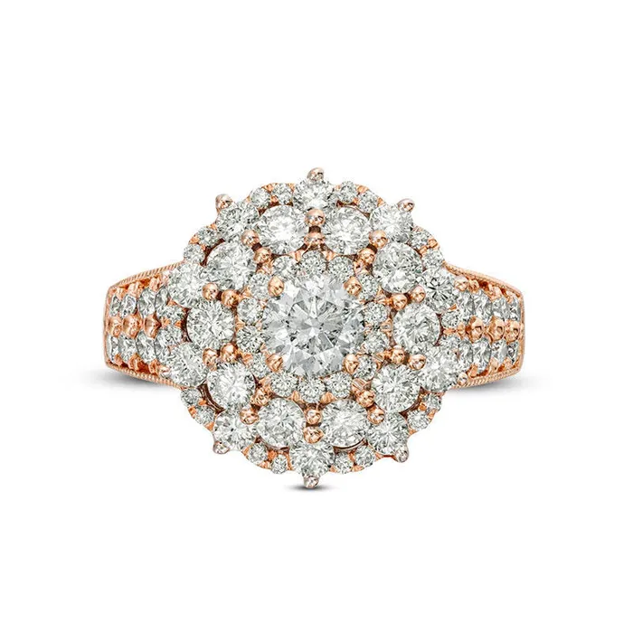 Rings Goldia 225 CT TW Natural Diamond Scallop Frame Antique VintageStyle Engagement Ring in Solid 10K Rose Gold Rings Goldia 225 CT TW Natural Diamond Scallop Frame Antique VintageStyle Engagement Ring in Solid 10K Rose Gold
