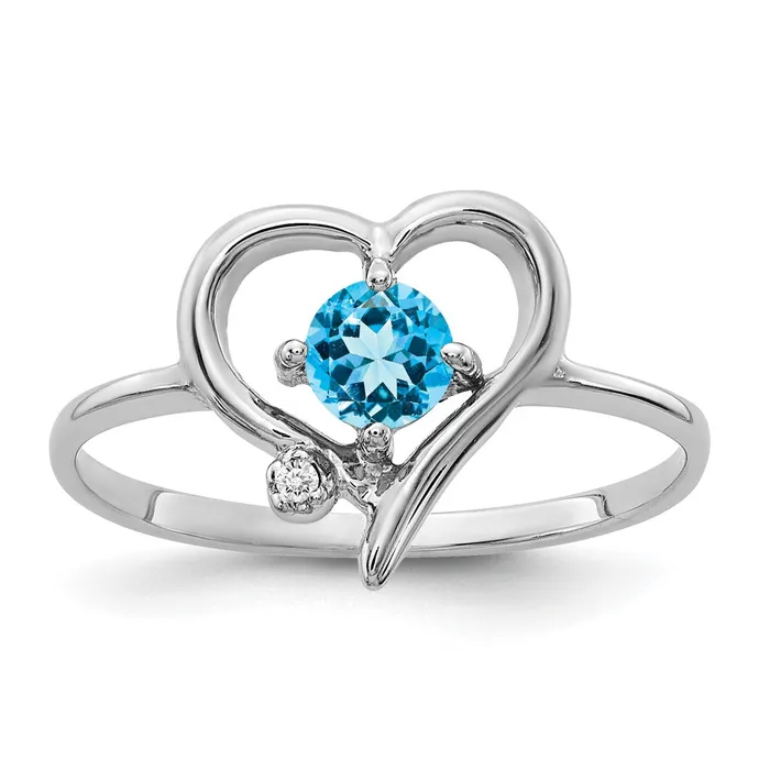 Rings Goldiacom 14k White Gold 4mm Blue Topaz VS Real Diamond ring