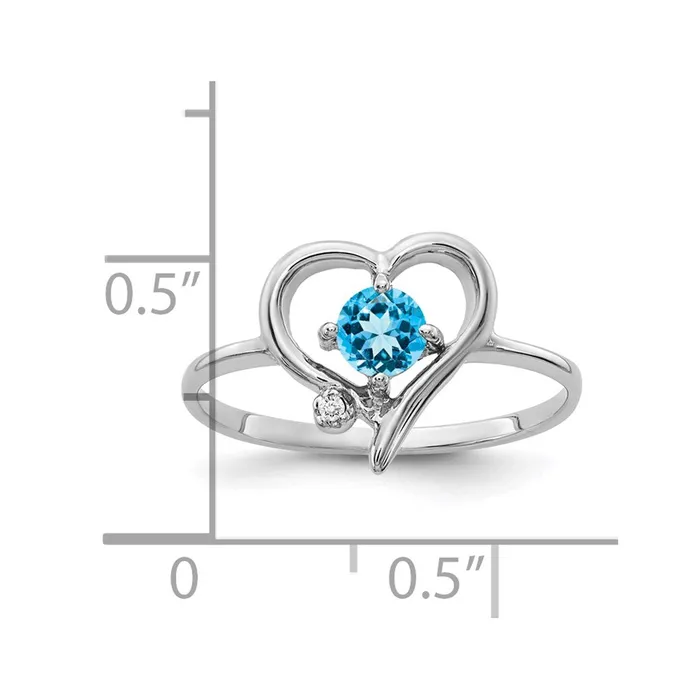 Rings Goldiacom 14k White Gold 4mm Blue Topaz VS Real Diamond ring