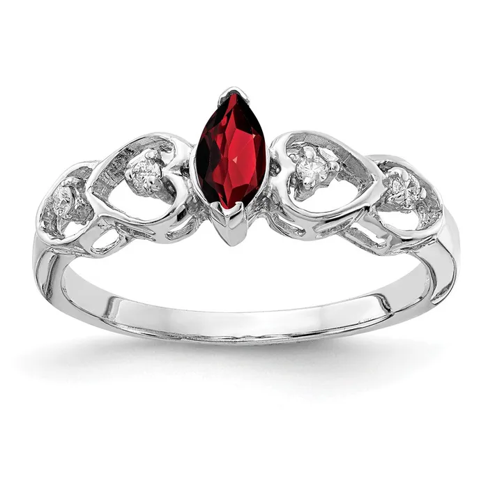 Rings Goldiacom 14k White Gold 6x3mm Marquise Garnet A Real Diamond ring Rings Goldiacom 14k White Gold 6x3mm Marquise Garnet A Real Diamond ring