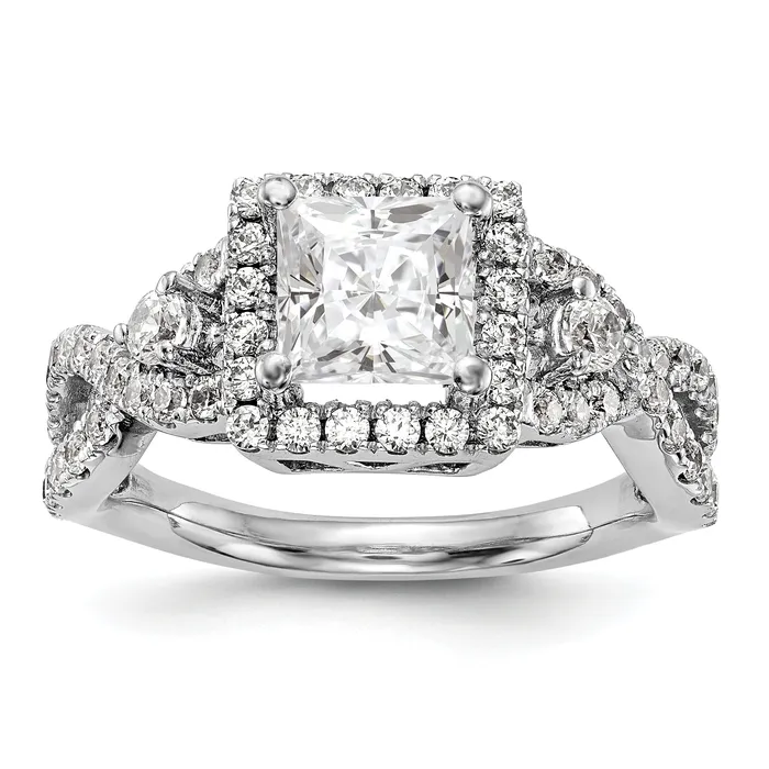 Rings Goldiacom 14K White Gold Diamond Princess CZ Cushion Halo Engagement Ring Rings Goldiacom 14K White Gold Diamond Princess CZ Cushion Halo Engagement Ring