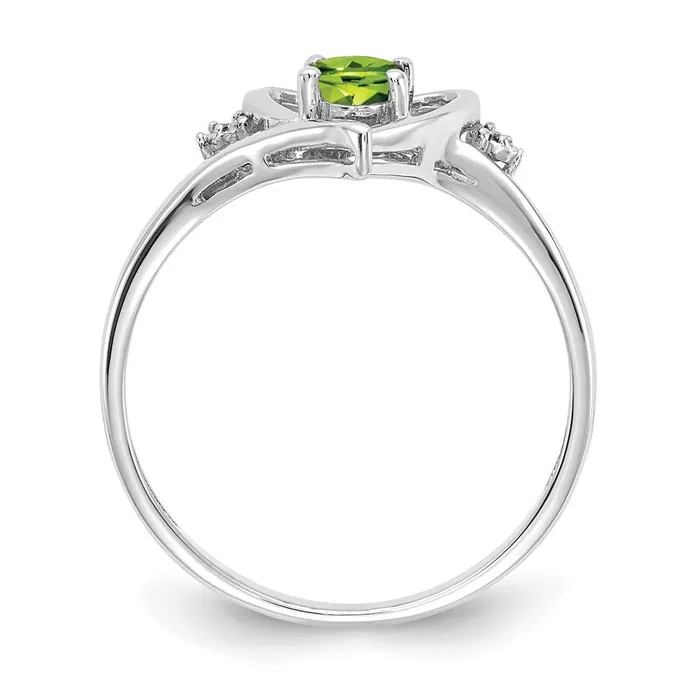 Rings Goldiacom 14k White Gold Peridot and Real Diamond Heart Ring
