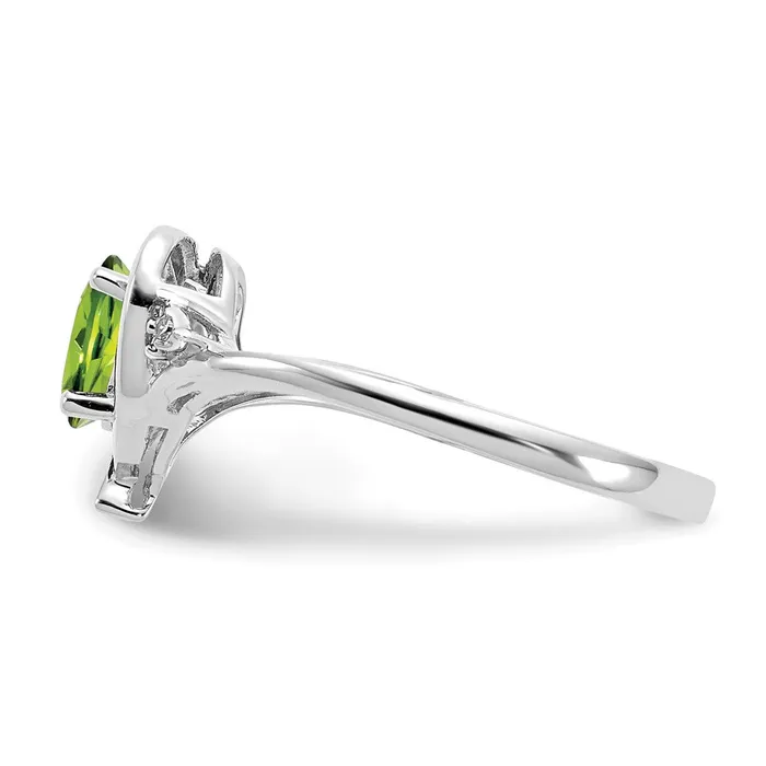 Rings Goldiacom 14k White Gold Peridot and Real Diamond Heart Ring
