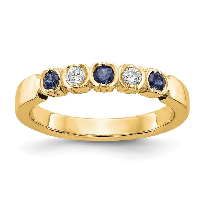 Rings Goldiacom 14k Yellow Gold Real Diamond wSapphire Band
