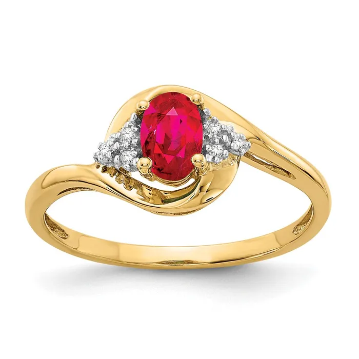 Rings Goldiacom 14K Yellow Gold Ruby and Real Diamond Ring