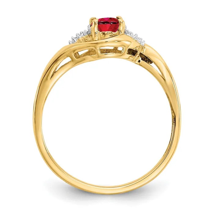 Rings Goldiacom 14K Yellow Gold Ruby and Real Diamond Ring