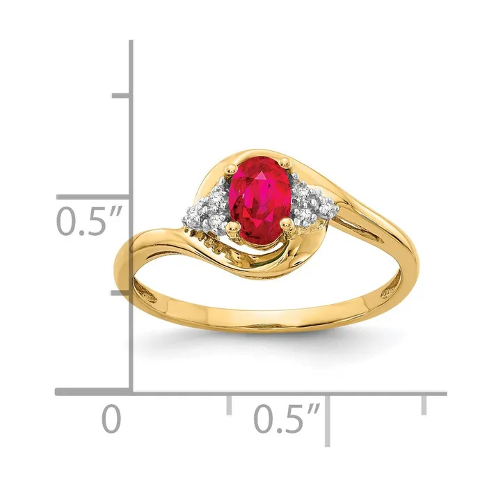 Rings Goldiacom 14K Yellow Gold Ruby and Real Diamond Ring