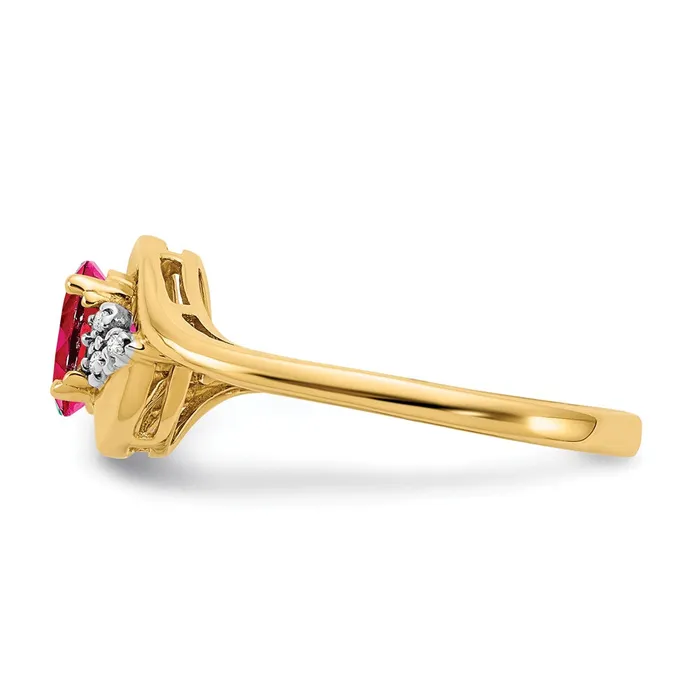 Rings Goldiacom 14K Yellow Gold Ruby and Real Diamond Ring