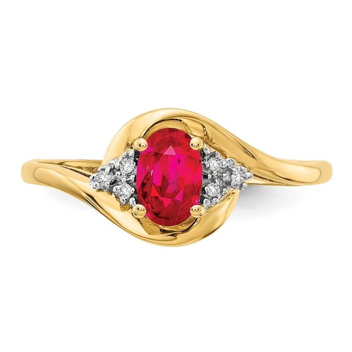 Rings Goldiacom 14K Yellow Gold Ruby and Real Diamond Ring