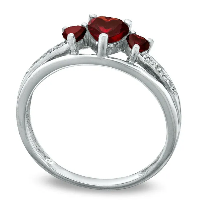 Rings Goldia HeartShaped Garnet Three Stone and Natural Diamond Accent Ring in Sterling Silver Rings Goldia HeartShaped Garnet Three Stone and Natural Diamond Accent Ring in Sterling Silver