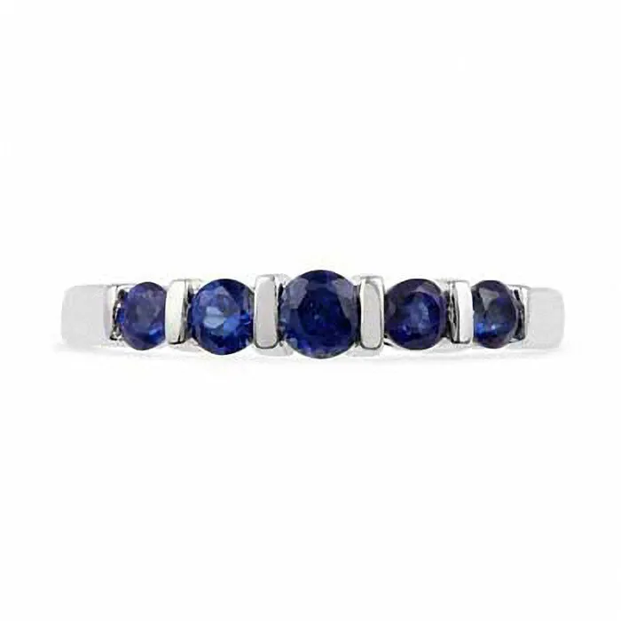 Rings Goldia LabCreated Blue Sapphire Five Stone Anniversary Band in Solid 10K White Gold Rings Goldia LabCreated Blue Sapphire Five Stone Anniversary Band in Solid 10K White Gold