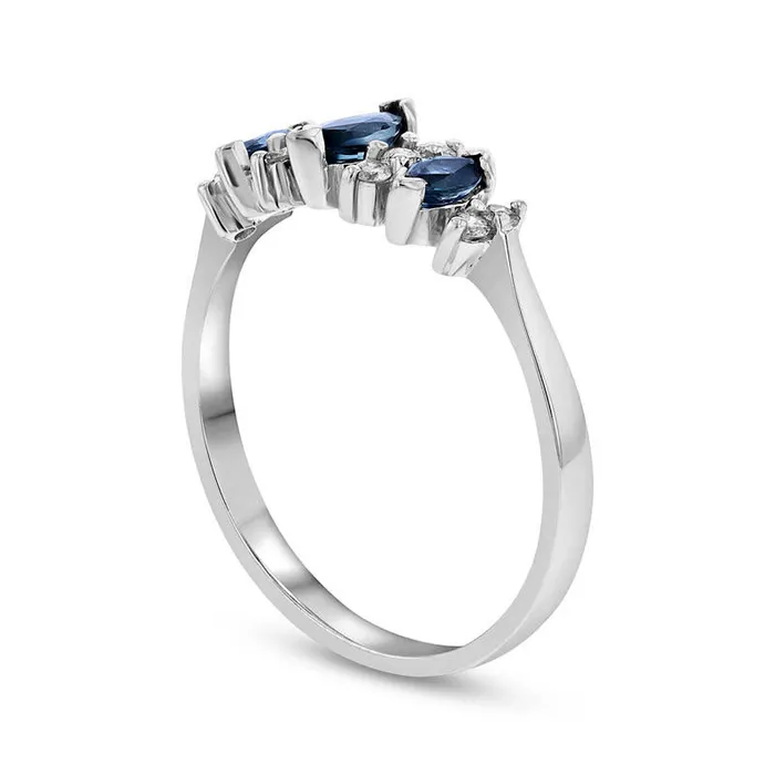 Rings Goldia Marquise Blue Sapphire and 017 CT TW Natural Diamond Seven Stone Illusion Ring in Solid 14K White Gold Rings Goldia Marquise Blue Sapphire and 017 CT TW Natural Diamond Seven Stone Illusion Ring in Solid 14K White Gold
