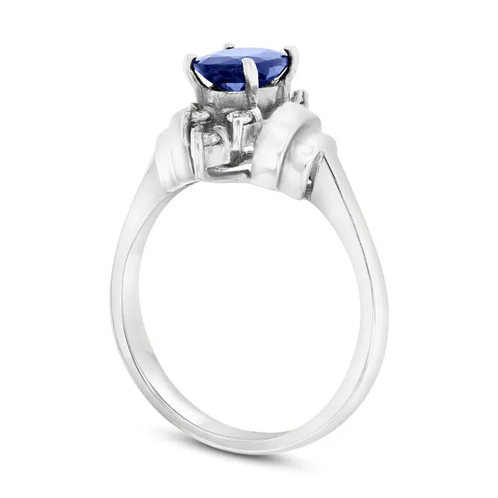 Rings Goldia Oval Blue Sapphire and 010 CT TW Natural Diamond Double Collar Ring in Solid 14K White Gold Rings Goldia Oval Blue Sapphire and 010 CT TW Natural Diamond Double Collar Ring in Solid 14K White Gold