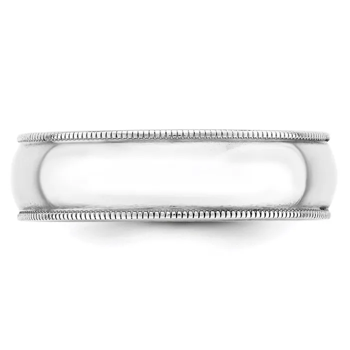 Rings Goldia Solid 14K White Gold 6mm Light Weight Milgrain Half Round MensWomens Wedding Band Ring Size 9 Rings Goldia Solid 14K White Gold 6mm Light Weight Milgrain Half Round MensWomens Wedding Band Ring Size 9