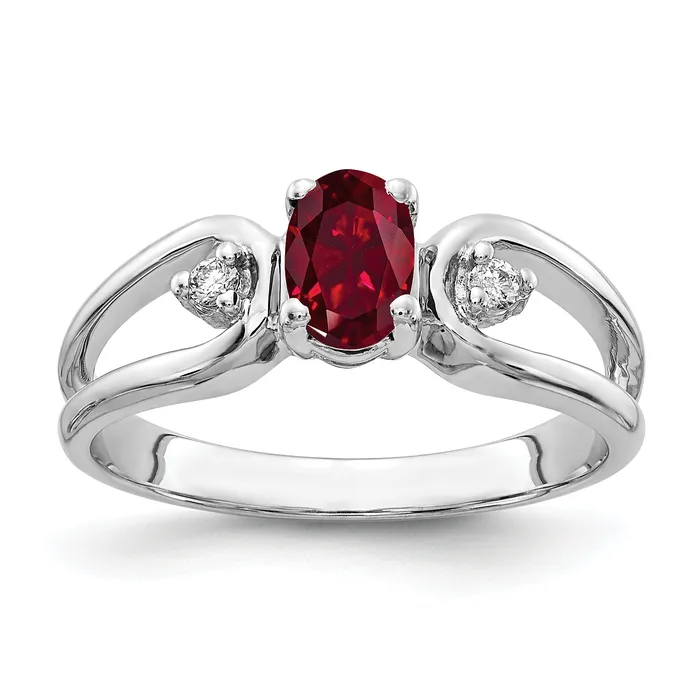Rings Goldia Solid 14k White Gold 6x4mm Oval Created Simulated Ruby VS CZ Ring Rings Goldia Solid 14k White Gold 6x4mm Oval Created Simulated Ruby VS CZ Ring