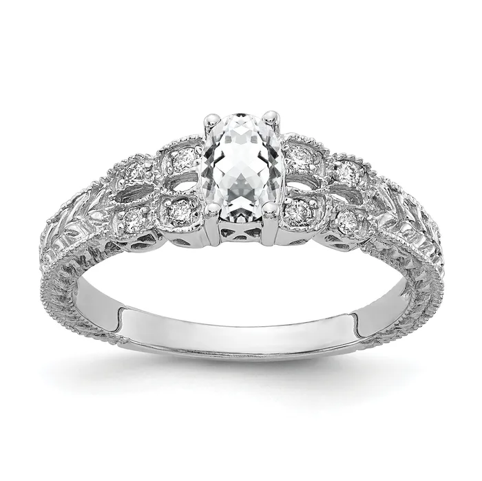 Rings Goldia Solid 14k White Gold 6x4mm Oval Cubic Zirconia AA Simulated CZ Ring Rings Goldia Solid 14k White Gold 6x4mm Oval Cubic Zirconia AA Simulated CZ Ring