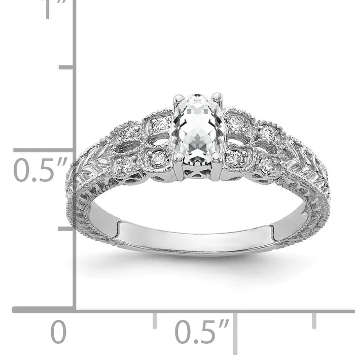 Rings Goldia Solid 14k White Gold 6x4mm Oval Cubic Zirconia AA Simulated CZ Ring