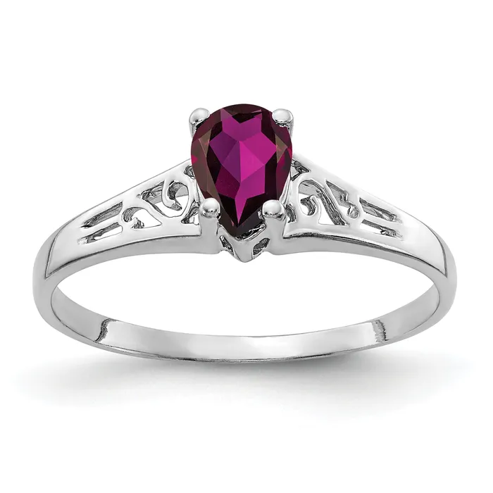 Rings Goldia Solid 14k White Gold 6x4mm Pear Rhodolite Simulated Garnet Ring Rings Goldia Solid 14k White Gold 6x4mm Pear Rhodolite Simulated Garnet Ring
