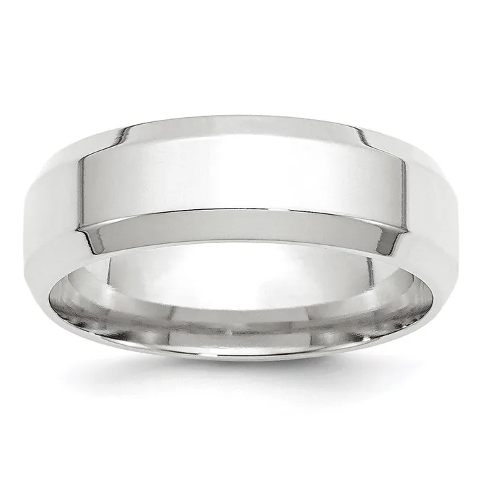 Rings Goldia Solid 14K White Gold 7mm Bevel Edge Comfort Fit MensWomens Wedding Band Ring Size 45 Rings Goldia Solid 14K White Gold 7mm Bevel Edge Comfort Fit MensWomens Wedding Band Ring Size 45