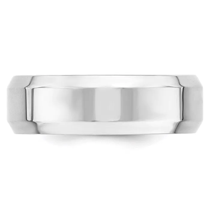 Rings Goldia Solid 14K White Gold 7mm Bevel Edge Comfort Fit MensWomens Wedding Band Ring Size 45 Rings Goldia Solid 14K White Gold 7mm Bevel Edge Comfort Fit MensWomens Wedding Band Ring Size 45