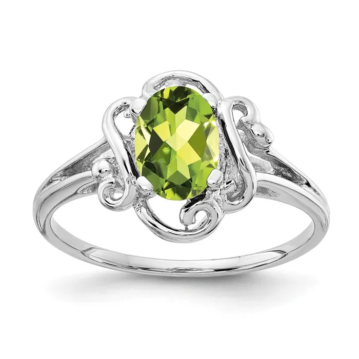 Rings Goldia Solid 14k White Gold 7x5mm Oval Simulated Peridot Ring