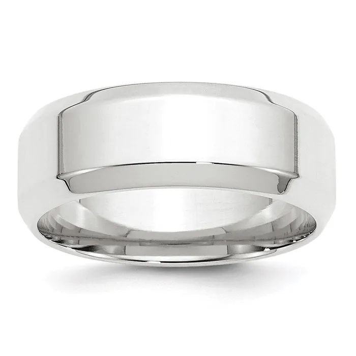 Rings Goldia Solid 14K White Gold 8mm Bevel Edge Comfort Fit MensWomens Wedding Band Ring Size 7 Rings Goldia Solid 14K White Gold 8mm Bevel Edge Comfort Fit MensWomens Wedding Band Ring Size 7