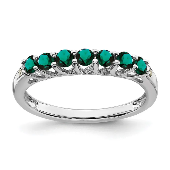 Rings Goldia Solid 14k White Gold Created Alexandrite and Simulated CZ 7stone Ring Rings Goldia Solid 14k White Gold Created Alexandrite and Simulated CZ 7stone Ring