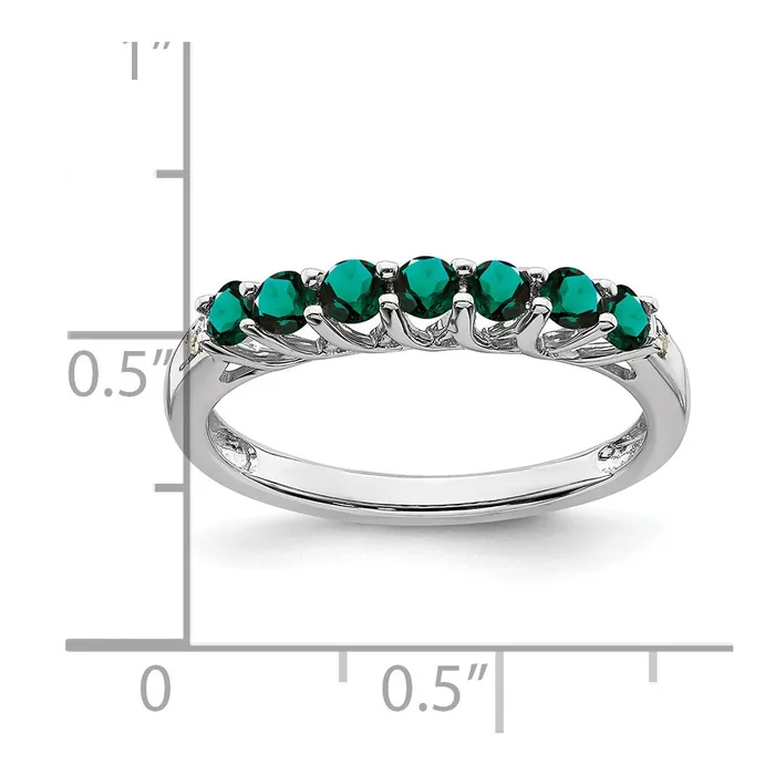 Rings Goldia Solid 14k White Gold Created Alexandrite and Simulated CZ 7stone Ring