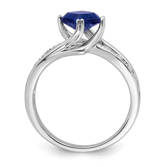 Rings Goldia Solid 14k White Gold Created Simulated Sapphire and CZ Ring