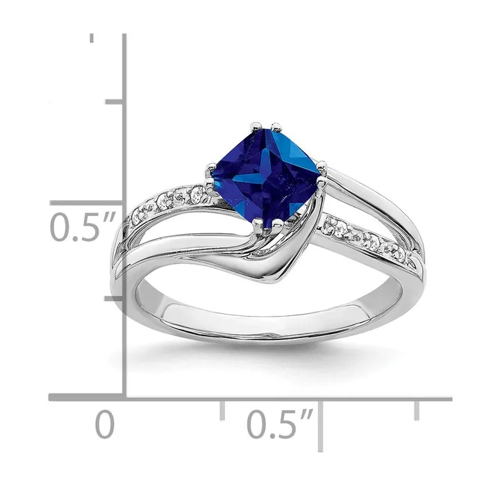 Rings Goldia Solid 14k White Gold Created Simulated Sapphire and CZ Ring