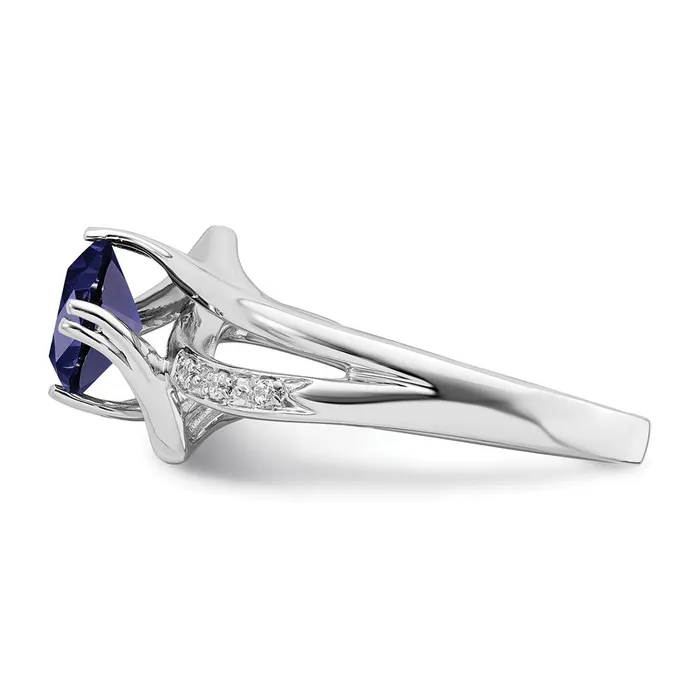 Rings Goldia Solid 14k White Gold Created Simulated Sapphire and CZ Ring