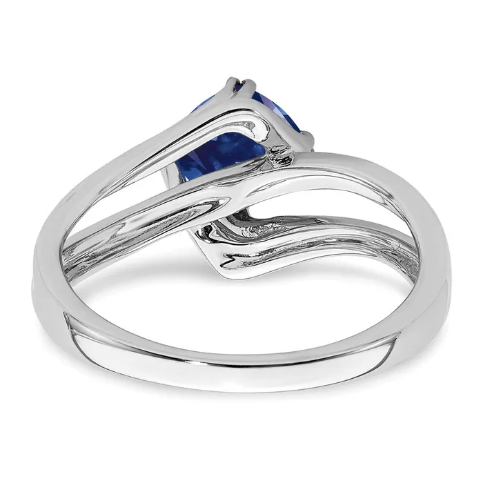 Rings Goldia Solid 14k White Gold Created Simulated Sapphire and CZ Ring